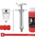 Shimano Hydraulic Brake Bleed Kit with 120ml mineral oil, pro syringe, funnel, and tools for DIY maintenance on mountain bikes.