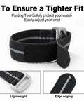 Velcro Watch Strap 20mm 22mm Sport Band For Men And Women With Black Titanium Buckle, close-up of black strap