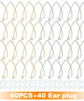 40Pcs Stainless Steel Earring Hooks Hypoallergenic V Shaped Ear Wires And 40Pcs Clear Bullet Earring Backs For DIY Dangle