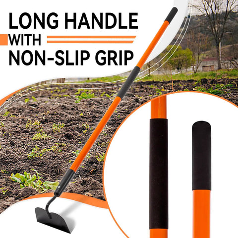 Beefy Heavy Duty Garden Hoe With 58 Inch Fiberglass Handle Long Reach Weeding Hoe 6.3 Inch Wide Blade in a field