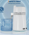 Top Notch Countertop Water Distiller With Rock Solid 900 Watt Heating Coil And Generous 1.6 Gallon Glass Pitcher with pitcher.