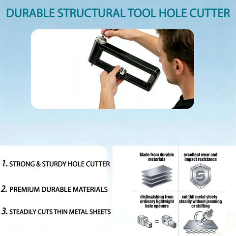 Person holding durable adjustable 2 To 12 Inch Hole Cutter Tool For Sheet Metal And Ductwork, showing sturdy design and features.