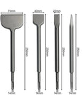 Beefy SDS Plus Rotary Hammer Tile Chisel Set 4 Piece Kit Includes Pointed Flat Scraping And Tile Spade Bits For Demolition And Removal