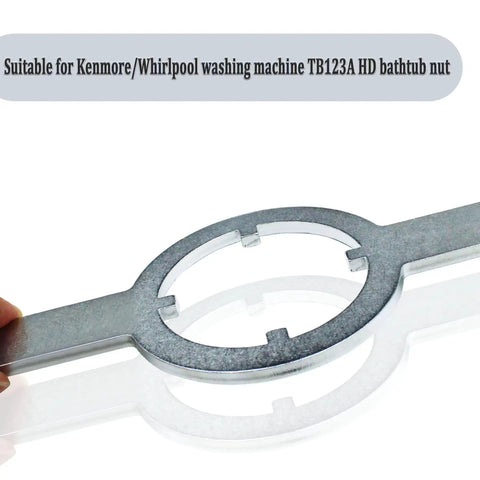 21366 Spanner Wrench Pro Grade Fits Kenmore And Whirlpool Washer HD Tub Nut TB123A For Tub Nut Replacement, Drain Pump Service, And DIY Washer Repairs, metal wrench close-up