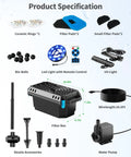 All In One Pond Filter Kit With U V Clarifier, 660 GPH Pump, 40W Power, RGB LED Lights, Built In Fountain components diagram