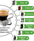 Six Pack Reusable Stainless Steel Nespresso OriginalLine Pods With 100 Lids And Wood Storage Tray Refillable Coffee Capsules