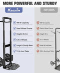 Straight Up Heavy Duty Folding Hand Truck With Seven Inch Solid Rubber Wheels, 460 Pound Weight Capacity All Terrain Rolling Cart in comparison display.