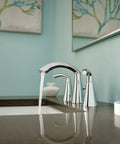 Glyde Brushed Nickel Two-Handle 8-Inch Widespread High Arc Modern Bathroom Sink Faucet Valve Required M-Pact Compatible For Easy Upgrades And A Sleek Stylish Look