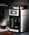 No Sweat Fully Automatic Bean To Cup Coffee Maker Featuring A Built In Grinder Smart Permanent Filter in a sleek design with coffee cup.