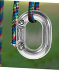 Pro Grade 316 Marine Stainless Steel Chain Link Connector Quick Connect Clip Locks Links Dead Tight with colorful braided ropes.