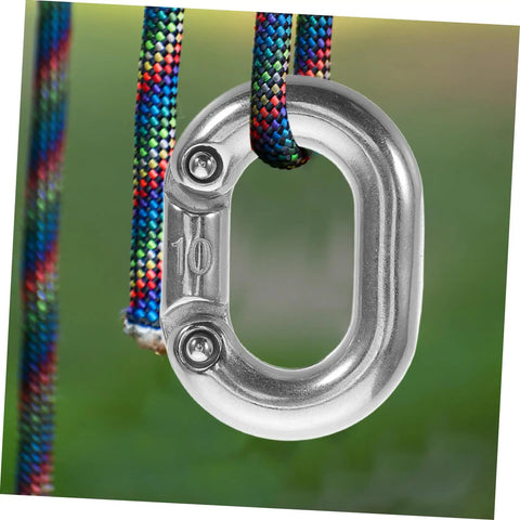 Pro Grade 316 Marine Stainless Steel Chain Link Connector Quick Connect Clip Locks Links Dead Tight with colorful braided ropes.