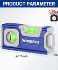 Hustle Ready Mini Magnetic Pocket Level Featuring High Visibility Bubbles And Precision Convex Lens For Dead On Readings crafted from rugged aluminum alloy in cobalt blue with dimensions 4.5x2x0.875 inches.