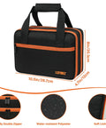 Rugged Double Layer Carrying Case For Electrical Testing Gear Fits ET310 ET80101 ET80016 shown with dimensions and zipper details