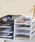 Stackable Letter Tray Desk Organizer Set For Office Vertical And Horizontal Document Holder Space Saving Paper Tray Baskets