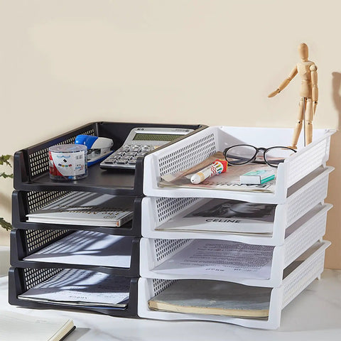 Stackable Letter Tray Desk Organizer Set For Office Vertical And Horizontal Document Holder Space Saving Paper Tray Baskets