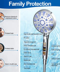 Detachable High Pressure Handheld Shower Head With 15 Stage Filtration System Including KDF Activated Carbon Vitamin C