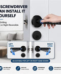 Rock Solid 5 In 1 Fingerprint Smart Lock With Keyless Deadbolt Setup showcasing installation steps for left and right hand doors.