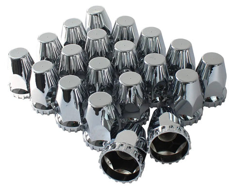 Chrome 33mm ABS Plastic Screw On Lug Nut Covers Caps With Flange For Semi Truck Two Seven Eighths Inch Height Durable Chrome Plated Wheel Nut Caps Heavy Duty