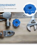 Gas Cylinder Valve Handles Set Of 4 Anti Slip Aluminum Alloy Hexagonal Industrial Hand Wheels for emergency valve opening shown with tools.