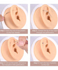 Threadless Piercing Tapers Set Go To For Changing And Insertion Tools 16G 18G 20G Titanium shown in earlobe insertion steps