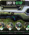 Front view of vehicle using Soft Shackle Recovery Kit 2 Pack 1/2 Inch By 22 Inch Off Road Tow Kit With Tow Straps And Tow Hooks.