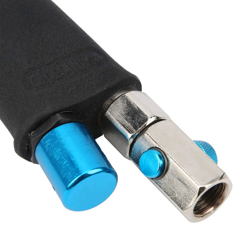 Close-up of Compact Pneumatic Air Impact Wrench With 40Nm Kick And Double Hammer Setup, 12000 RPM Zero Fuss workhorse connector and toggle.