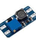 Close-up of MT3608 Dope DC-DC Step Up Boost Converter Module with components visible, part of Pack Of 10, 2V-24V to 5V-28V output
