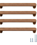 Walnut Round Wooden Drawer Pulls 5 Inch Four Pack for Cabinets and Kitchen Doors with screws shown