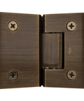 Geneva 045 Series Antique Brass Glass To Glass Hinge For Frameless Doors 135 Degree Self Centering With Reversible Five Degree Pivot Pin