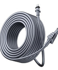 Straight Up Premium Flat Extension Cable For Rectangular Satellite Receivers Hella Long 150 Foot Run, gray coiled design.