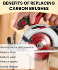 Heavy Duty Carbon Brushes For Power Tool Motor Repair Replacement Set compatible with circular saw, showing benefits of replacement.