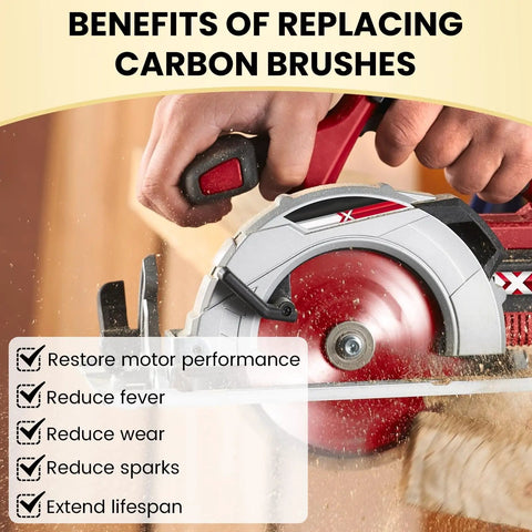 Heavy Duty Carbon Brushes For Power Tool Motor Repair Replacement Set compatible with circular saw, showing benefits of replacement.
