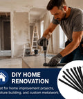 Man using Five Piece Six Inch Hole Finder Tools Kit for precise metal drilling in home renovation project, DIY focus.