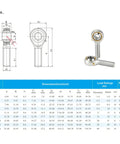 Rock Solid One Half Inch Bore Spherical Rod End Bearing And Jam Nut Set Built Tough For Heavy Duty Steering Linkage Offering Zero Play Precision Male Thread And Battle Ready Nine Degree Flex, dimensions and specifications.