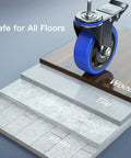 Four Inch Heavy Duty Stem Caster Set Of Four With One Half Inch To Thirteen UNC Threaded Swivel Casters on various floor types