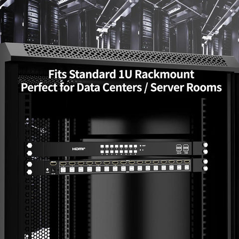 Absolute Game Changer 16 Port HDMI KVM Switch Delivers 4K At 60Hz in 1U rackmount suitable for server rooms.
