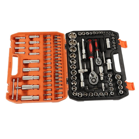108 Piece Impact Socket Set Built From Chrome Vanadium Steel Heavy Duty Workhorse All In One Wrench And Bit Kit For Car Maintenance