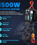 1500W 3 In 1 Electric Hoist Winch 660 Lb Portable Heavy Duty Power Crane with remote and cables, highlighting capacity and specs