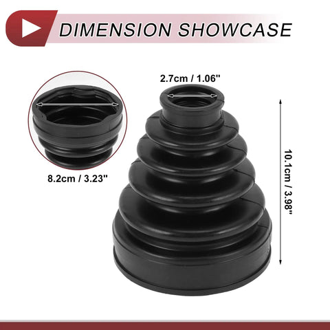 CV Joint Boot Kit Fits Toyota Camry 2007 To 2011 And Highlander 2001 To 2009 Inner Constant Velocity Boot With Clamps Black Rubber Replacement Auto Part Includes 1 Boot 2 Clamps 2 C Type Buckles DIY Friendly Easy Install. black rubber CV boot 10.1cm tall, 8.2cm wide, 2.7cm opening