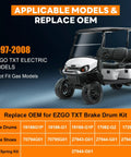 Electric Golf Cart Brake Drum Maintenance Kit For TXT PDS 1997 And Up Not For Gas Models chart and electric cart image