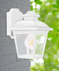Outdoor Wall Lantern No Fuss Waterproof Porch Light For Front Door Garage And Patio With Anti Corrosion Plastic Build And Clear Acrylic Panels White Finish Bulb Included Sconce Fixture mounted on wall.