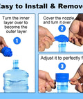 Instruction for using Leak Free Water Jug Cap 6 Pack For 3 And 5 Gallon Jugs, Reusable Food Grade Silicone Replacement Cap Fits 53 To 60mm Mouth Standard Screw Crown Tops No Spill Water Bottle And Dispenser Seal