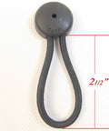 Black Bungee And Shock Cord Fastener Set With Knob Mount And Mounting Screw, 10 Pack, Tool-Free Install For Thick Or Thin Fabric, showing one fastener with length measurement.