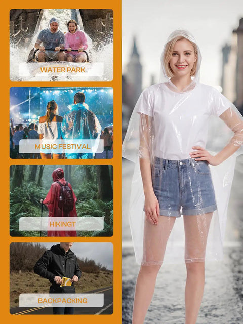 Disposable Clear Rain Ponchos Pack Of 4 For Rainy Day Protection Lightweight And Durable Individually Packaged For Travel Use