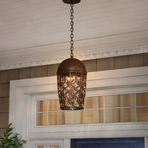 Amherst Hanging Lantern Burnt Umber Outdoor Lighting Dope Weatherproof Cast Aluminum above outdoor door