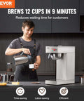 Man using 12 Cup Commercial Drip Coffee Maker With Thermal Vacuum Carafe Keeps Coffee Hot Or Cold All Day No Fuss For Restaurant Office Cafe