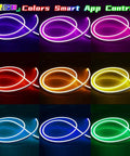 Neon Rope Lights 32.8ft 10m LED Neon Strip Lights With Remote App Control IP65 Waterproof Flexible 24V RGB colors display