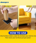 Steps showing 16 Pack Large Square Furniture Sliders Three Point Five Inch Heavy Duty Movers For Hardwood Floors And Carpet