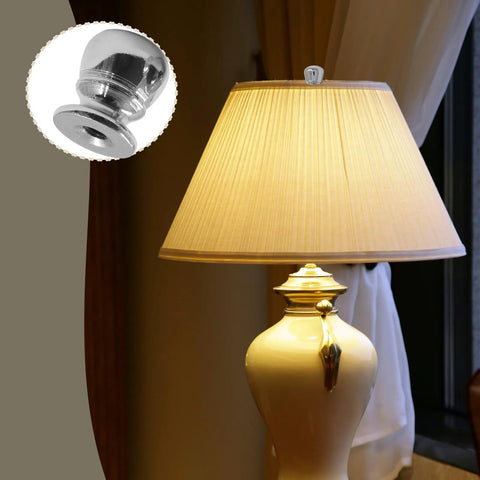 Two Pcs Ball Lamp Finial Cap Knob One Quarter By Twenty Seven Inch Thread Silver Finish Snazzy Modern Retro Style For Lamp Shade Hardware Easy Install Durable Metal on table lamp