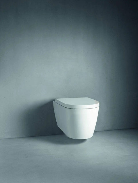 ME By Starck Elongated Toilet Seat White High Gloss With Slow Close Lid and Stainless Steel Hinges Durable Duroplast Build